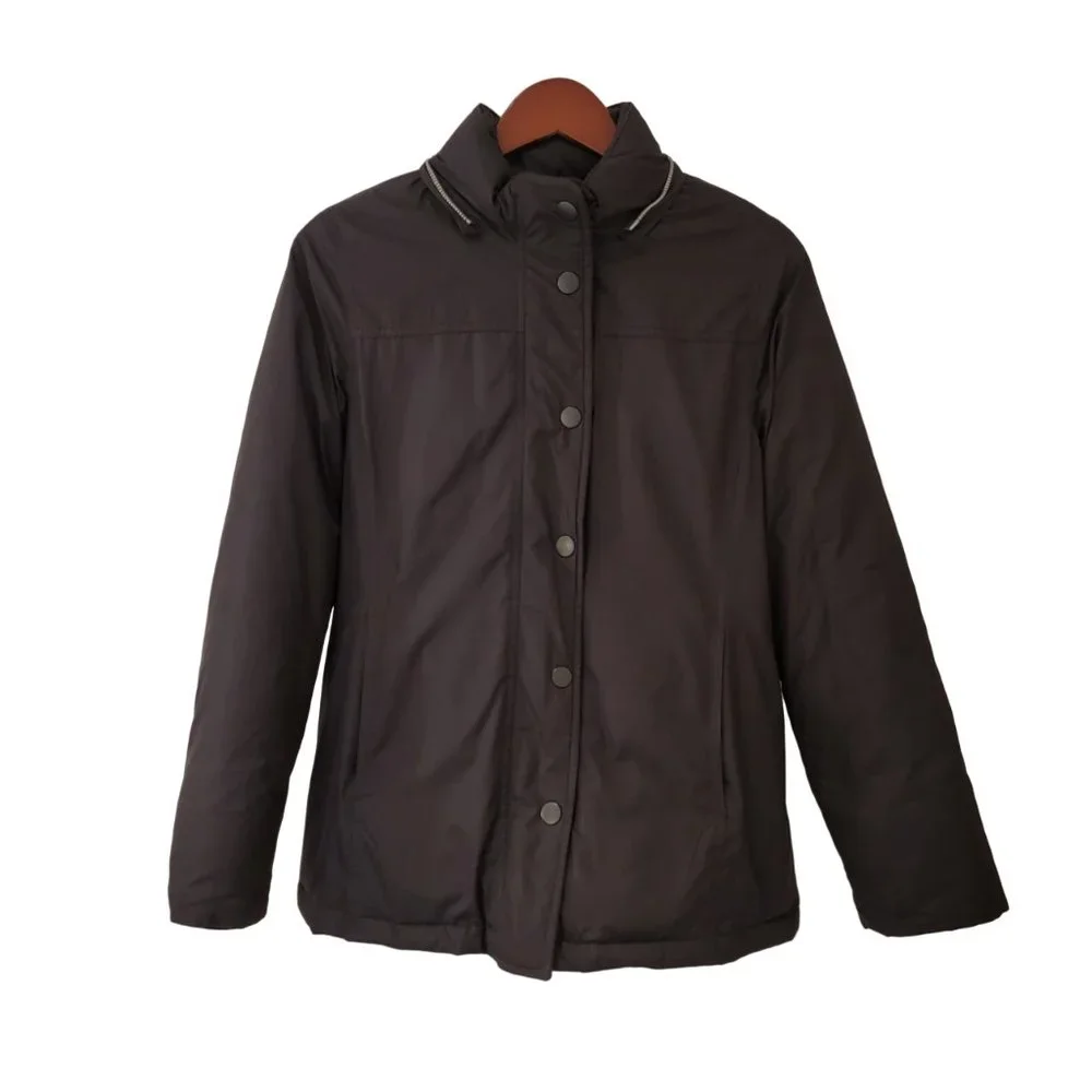 Gap Down Filled Coat Jacket Womens Small Black Vertical Puffer Coat Missing Hood - Picture 2 of 11